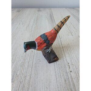 Vintage wood carved roadrunner bird statue figurine decor bird